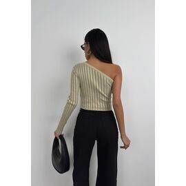 Women's Single Sleeve Ribbed Knitwear Blouse