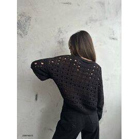 Women's Openwork Crew Neck Sweater