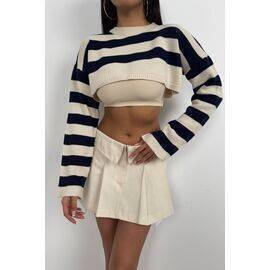 Women's Striped Crop Sweater