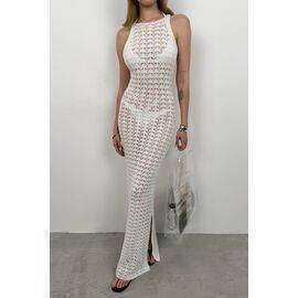 Women's Openwork Dress with Slit Detail