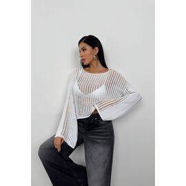 Women's Boat Neck Openwork Blouse