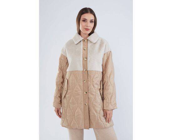 Women's Quilted Coat with Plush Detail (Kaban)