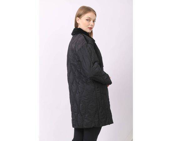 Women's Quilted Coat with Plush Detail (Kaban)