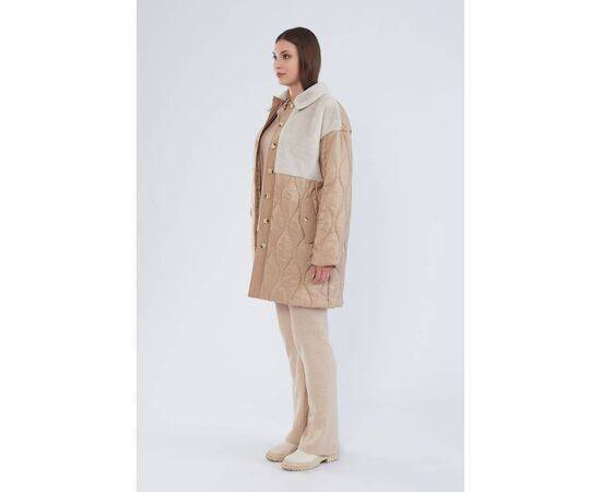 Women's Quilted Coat with Plush Detail (Kaban)