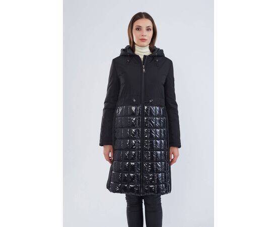 Women's Plus Size Patent Leather Quilted Coat (Kaban)