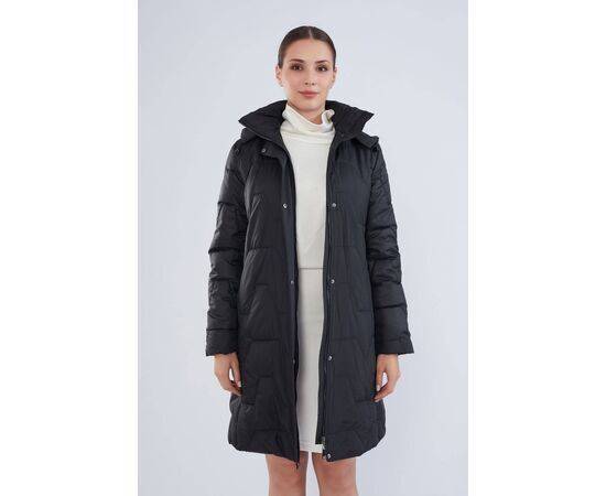 Women's Zigzag Patterned Plus Size Quilted Coat (Kaban)