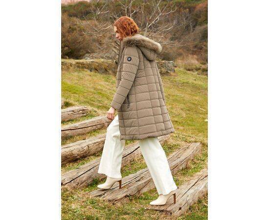 Women's Quilted Coat with Raccoon Fur Hood (Kaban)