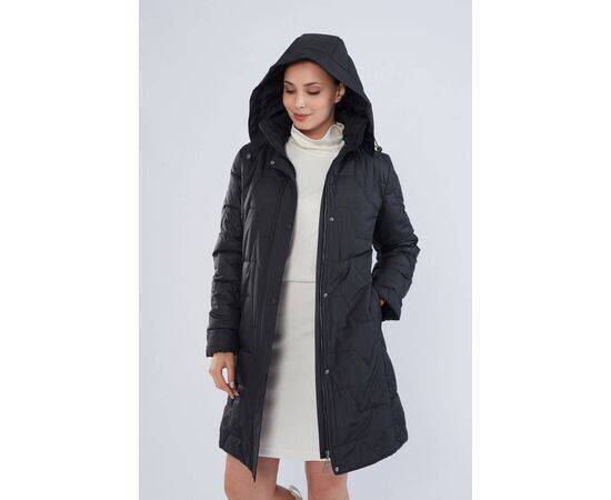 Women's Zigzag Patterned Plus Size Quilted Coat (Kaban)