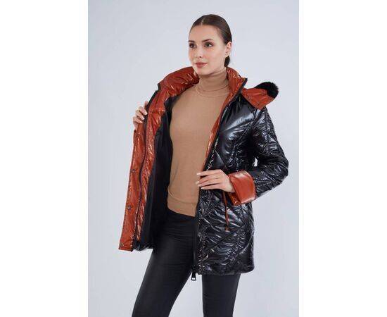 Women's Patent Leather Quilted Coat  (Mont)