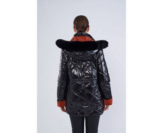 Women's Patent Leather Quilted Coat  (Mont)