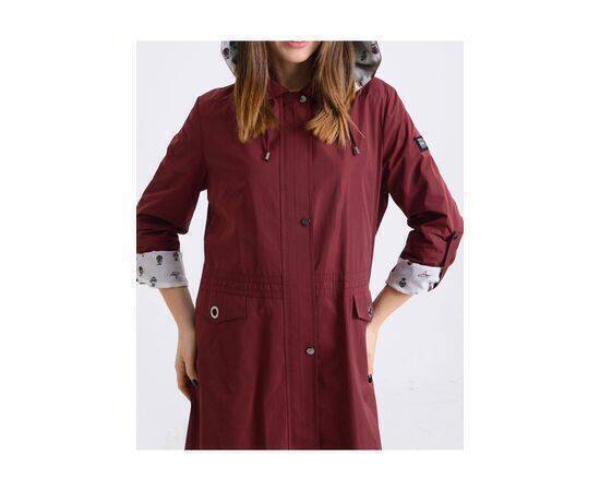 Women's Patterned Lining Hooded Trench Coat