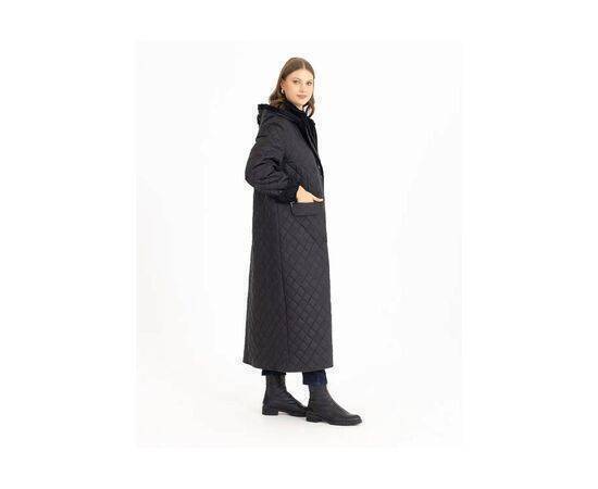 Women's Plus Size Quilted Coat with Pocket Detail (Kaban)