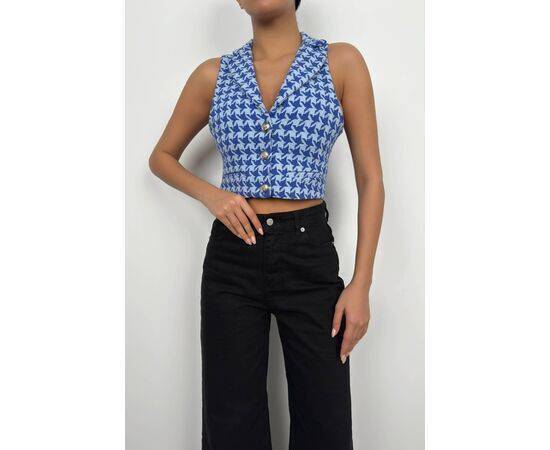 Women's Houndstooth Crop Vest