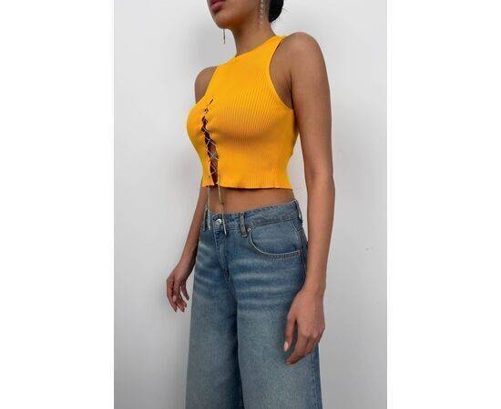 Women's Stone Detailed Low-Cut Crop Blouse