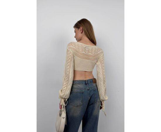 Women's Crop Knitwear Blouse with Knit Detail