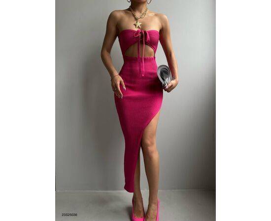 Women's Neck Banded Slit Dress