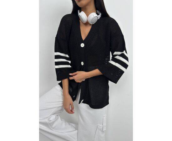 Women's Openwork Cardigan with Back Print