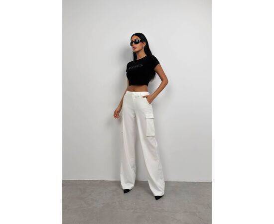 Women's High Waist Trousers with Cargo Pocket