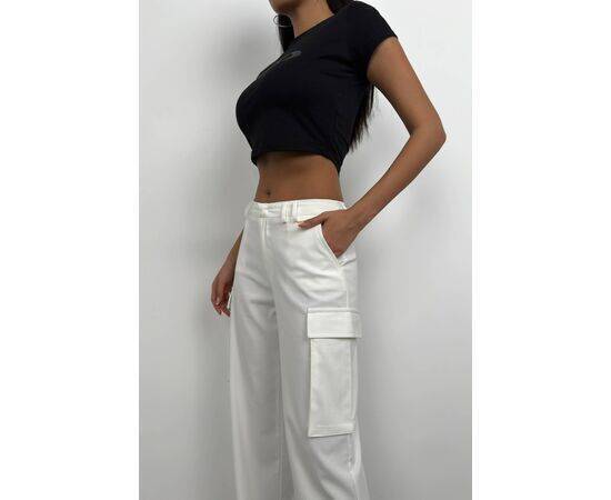 Women's High Waist Trousers with Cargo Pocket