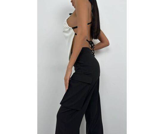 Women's High Waist Trousers with Cargo Pocket