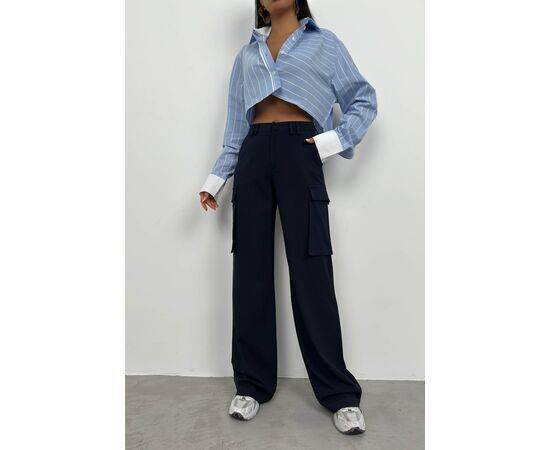 Women's High Waist Trousers with Cargo Pocket