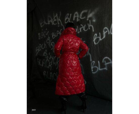 Women's Belted Patent Leather Puffer Maxi Coat