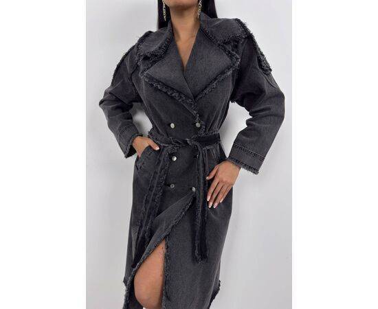 Women's Tassel Detail Denim Trench Coat