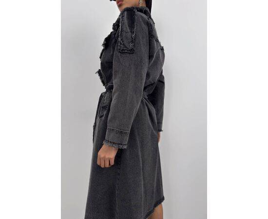 Women's Tassel Detail Denim Trench Coat