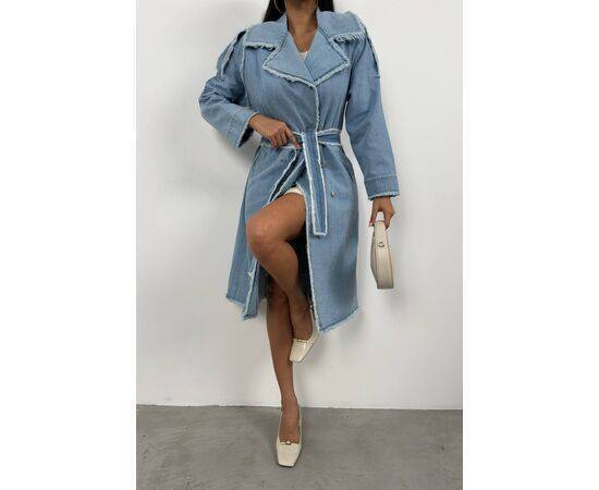 Women's Tassel Detail Denim Trench Coat