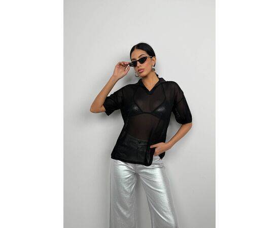 Women's Polo Neck Transparent T-Shirt