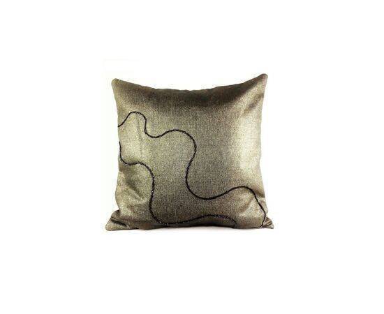 Pillow Case Metallic Khaki Embroidered Design