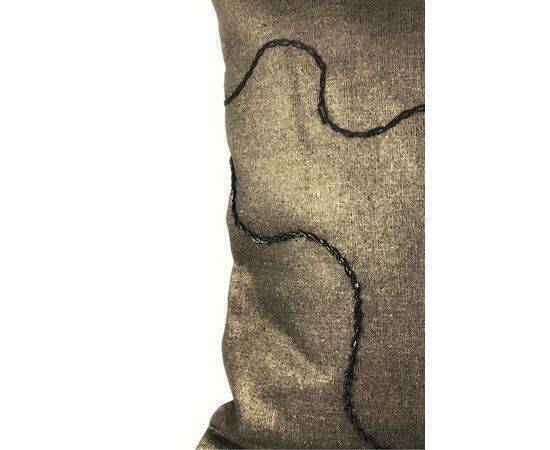 Pillow Case Metallic Khaki Embroidered Design