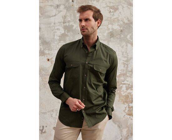 Gabardine Collar Long Sleeve Shirt with Pockets