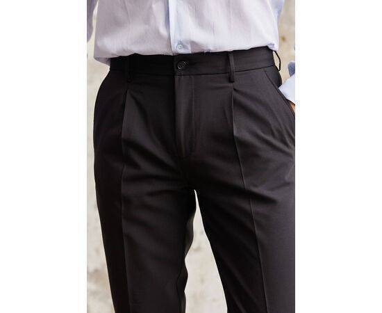 Single Pleated Fabric Trousers with Side Pockets