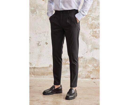 Single Pleated Fabric Trousers with Side Pockets