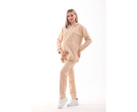 Maternity Breastfeeding Detailed Zippered Oversized Flexible Adjustable Abdominal Band Çağla Tracksuit Set