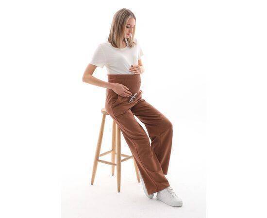 Maternity Wide Leg Flexible Tummy Band Adjustable Waist Sweatpants Brown