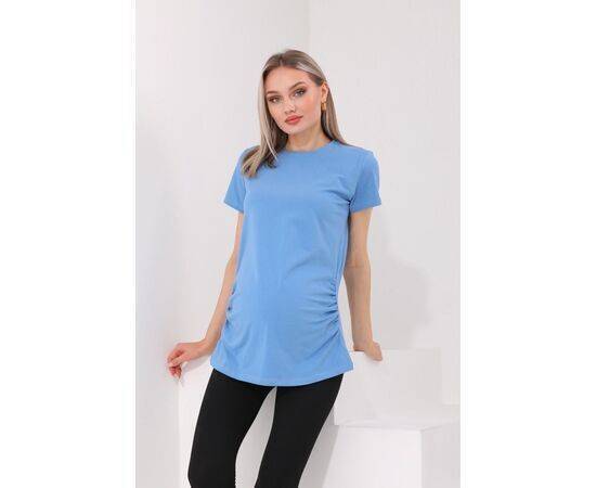 Maternity Indigo Crew Neck Short Sleeve 100% Cotton T-shirt