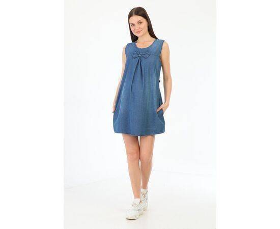 Maternity Denim Gilet with Pockets Back Adjustment Lace Up Bow Tie Detailed Blue