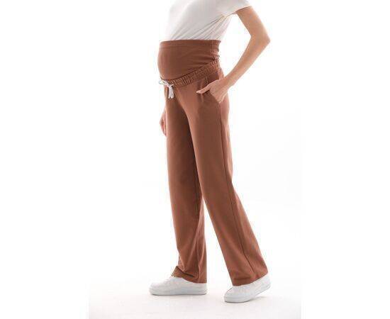 Maternity Wide Leg Flexible Tummy Band Adjustable Waist Sweatpants Brown