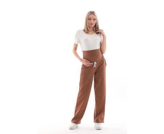 Maternity Wide Leg Flexible Tummy Band Adjustable Waist Sweatpants Brown