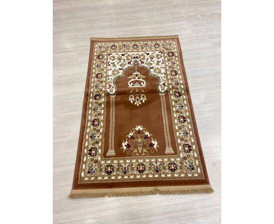 Mevlana Bazaar Oman Motif Wool Prayer Rug Brown [CLONE]