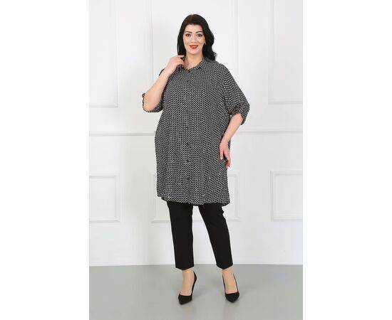 Women's Patterned Cotton Viscose Plus Size Tunic