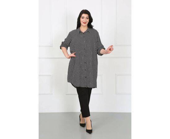 Women's Patterned Cotton Viscose Plus Size Tunic