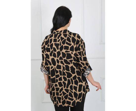 Women's Patterned Cotton Viscose Plus Size Shirt