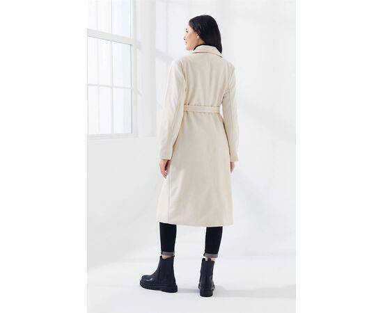 Double-breasted Long Coat with Pockets & Belt