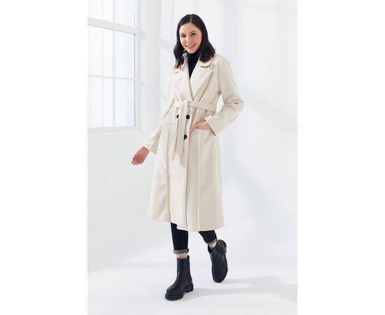 Double-breasted Long Coat with Pockets & Belt