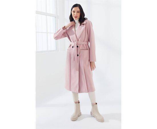 Double-breasted Long Coat with Pockets & Belt