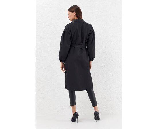 Balloon Sleeve Trench Coat with Pocket